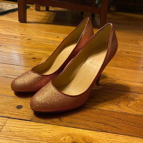 J Crew academia Rose gold glitter heels, sz 7.5, 3.5” heels - Picture 1 of 9